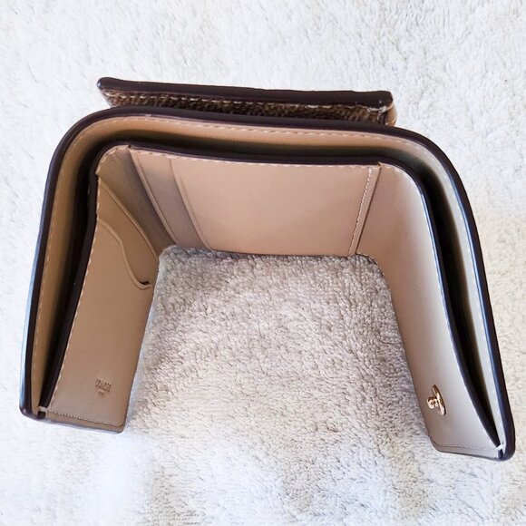 Coach CZ446 Card Holder Wallet In Blocked Signature Canvas In Walnut/Tan - Picture 3 of 4